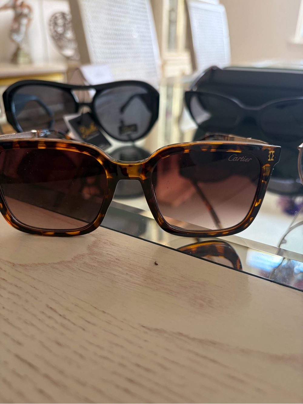 Cartier Women's Tortoiseshell Sunglasses with Brown Gradient Lenses